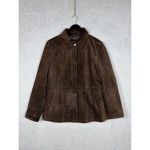 Bernardo Jacket Womens Size L Leather‎ Suede Full Zip Brown Nordstrom